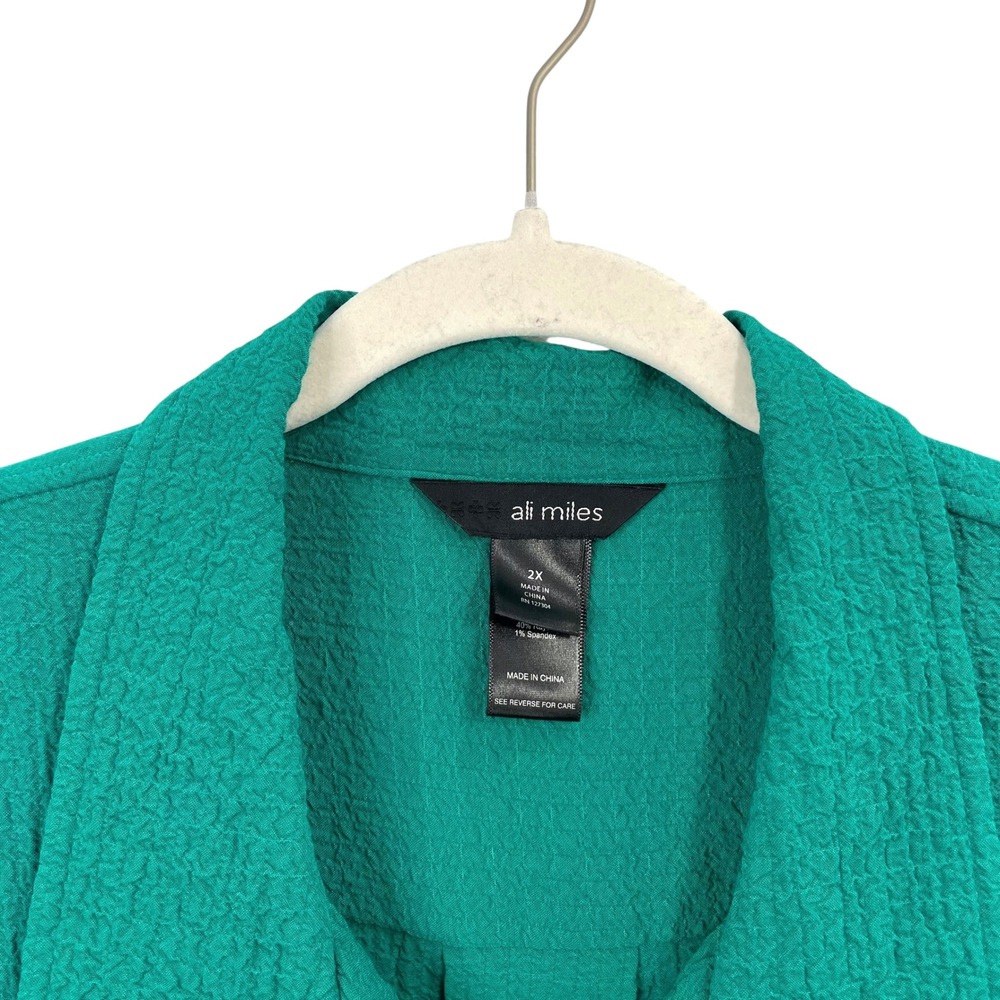 Ali Miles textured button up shirt blouse Size 2X green artsy boho lagenlook - Picture 3 of 8